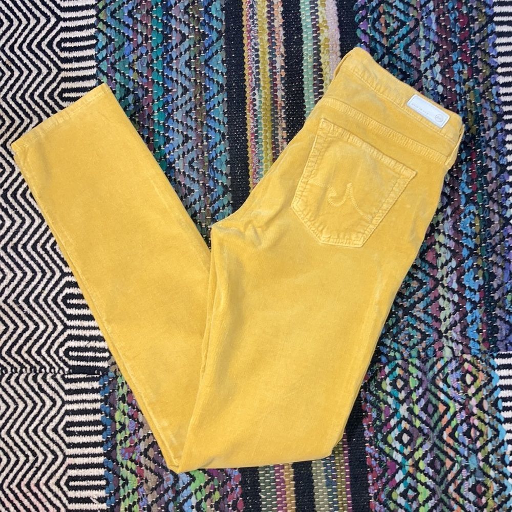 Womens size 29 Regular AdrianoGoldschmied Mustard Yellow Corduroy Pant Stevie